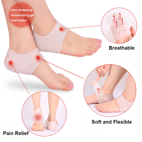 Silicone Gel Heel Sock Bảo vệ cho da bị khô làm ẩm ướt Foot Care phải với đệm chống đẩy ZG -403